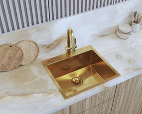 Gamma Gamma, 1-komorový nerezový drez 550x500x210 mm, brúsené zlato, GMA-S5550-GD