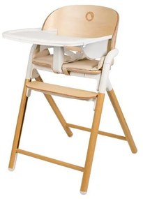Lionelo - Detská jedálenská stolička 3v1 CELIA Biela / prírodné drevo