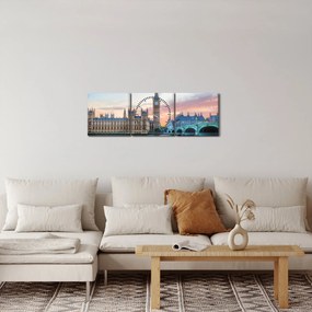Obraz - Londýn v pastelových farbách (s hodinami) (90x30 cm)