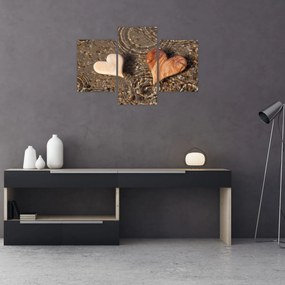 Obraz - Drevené srdiečka (90x60 cm)