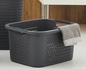 Rotho 2. akosť - Kôš na bielizeň / úložný kôš, kôš na prádlo, RATAN, 22l, antracit