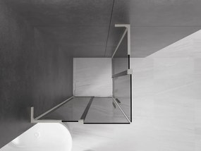 Mexen Velar L Duo, sprchový kút s posuvnými dverami 80 x 80 cm, 8mm šedé sklo, brúsená oceľ, 871-080-080-02-43-97