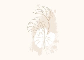 Sklenený obraz - Line art monstera N⁰1 (70x50 cm)