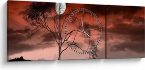 Obraz - Mesiac osvetľujúce noc (s hodinami) (90x30 cm)