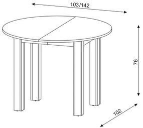 Rozkladací jedálenský stôl WILY dub artisan/čierna