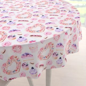 Biante Dekoračný okrúhly obrus PML-037 Ružová cukráreň Ø 110 cm