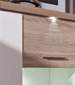 Vitrína Caracas typ 28, dub / biely lesk, s osvetlením