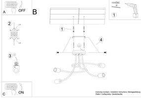 Sollux SL.1455 - Luster na tyči LEVAR 4xE27/15W/230V čierna