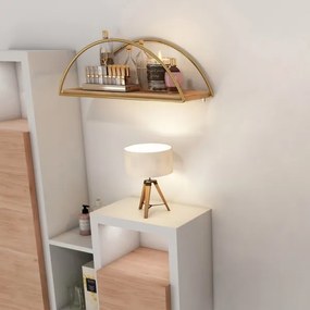 Nástenná polica 45x18 cm dub/zlatá