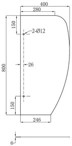 Sapho - Deliaca stena pre pisoáre 40x80 cm matné sklo