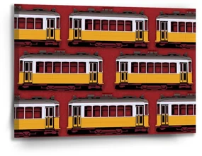 Sablio Obraz Lisabonské historické električky Červený Pattern - 90x60 cm