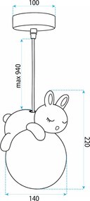 Toolight Toolight, stropné svietidlo "spiaci zajačik na mesiaci", G164-1CP, OSW-07804
