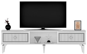 TV stolík/skrinka Kututa 2 (biela + strieborná) . Vlastná spoľahlivá doprava až k Vám domov. 1095226