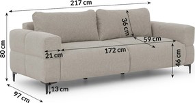POHOVKA FLEUR 3 MIESTNÁ BÉŽOVÁ 217 cm