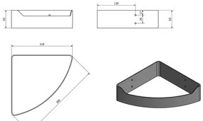 Aqualine - Rohová polica do sprchy SAMBA 21,8x30 cm lesklý chróm
