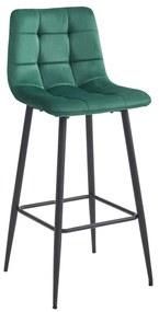 ARCETO PRO Barová zamatová otočná stolička v zelenej farbe