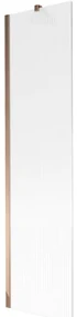 Mexen Next, vaňová zástena 1-krídlová 50 x 150 cm, fixné krídlo, 6 mm sklo s pruhmi, ružové zlato profil, 895-050-000-00-09-60