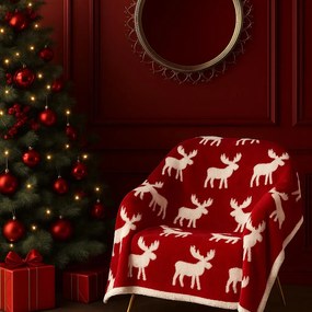 Home Elements Mikroflanelová deka, Los, červenobiela