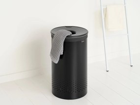 Kôš na bielizeň 60 l Brabantia s čiernym poklopom biely