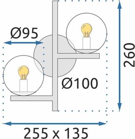 Toolight Toolight, nástenné svietidlo 2xG9 APP1171-2W, zlatá lesklá, OSW-14022