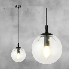 Luster na lanku COSMO 1xE14/10W/230V pr. 14 cm čierna/číra