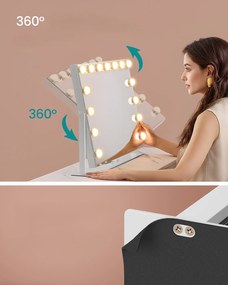 Kosmetické zrcadlo Komis s LED osvětlením bílé