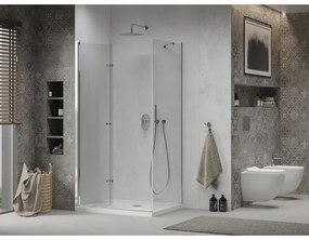 Mexen Lima sprchovací kút 80x70cm, 6mm sklo, chrómový profil - číre sklo + Slim sprchová vanička - 856-080-070-00-00-4010