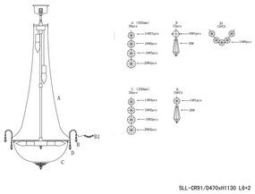 Krištáľ luster do obývačky 50*113
