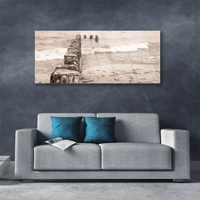 Obraz na akrylátovom skle More pláž architektúra 125x50 cm