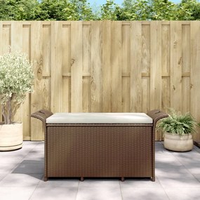 Záhradná lavička s vankúšmi hnedá 116x46x57 cm polyratan 363416