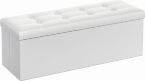 Dekorstudio Úložná taburetka LSF702V1 110x38x38 cm z ekokože – biela