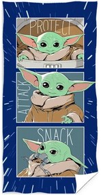 Bavlnená plážová osuška Star Wars - Baby Yoda - motív Snack Time - 100% bavlna - 70 x 140 cm