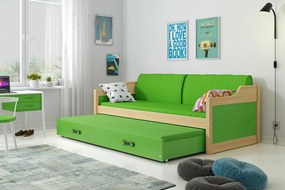 BMS Group Detská posteľ s prístelkou DÁVID 200 x 90 cm borovica zelená