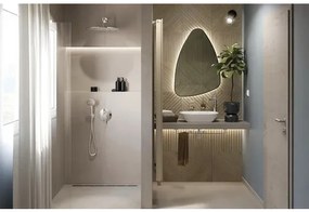 Zrkadlo do kúpeľne s osvetlením Organic LED s čiernym rámom 90x60 cm s vypínačom a podložkou proti zahmlievaniu
