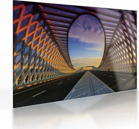 Sklenený obraz modernej architektúry mosta (70x50 cm)