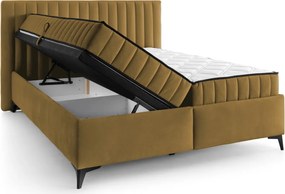 Posteľ Joy 180x200 cm, horčicovo žltá látka