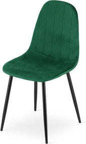 Set dvoch jedálenských stoličiek PADVA zamatové zelené / čierne nohy (2 ks)