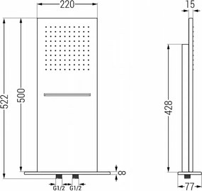 Mexen Waterfall sprchová nerezová hlavica Slim 50 x 22 cm, grafitová, 79190-66