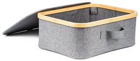 Úložný box G21 40 x 30 x 15 cm, bambusový s vekom, sivý