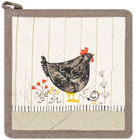 HOME ELEMENTS Kuchynská chňapka s magnetom a podložka Sliepočky, 18 x 32 cm, 20 x 20 cm
