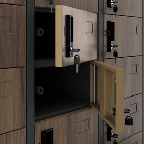 Kovová skriňa do dielne OLIVER, 900 x 1850 x 450 mm, Eco Design: antracit/orech