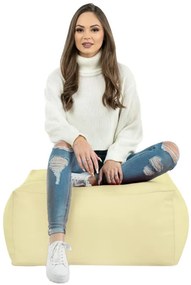 Taburetka krémová kocka ekokoža