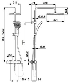 KFA Armatura 5756-910-61 - Sprchová súprava s termostatickou batériou MALAGA metalická sivá