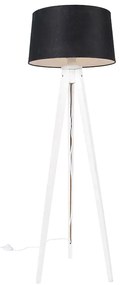 Moderný trojnohý biely s čiernym ľanovým tienidlom 45 cm - Tripod Classic