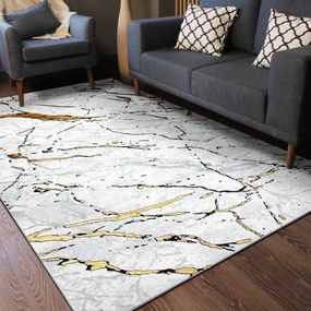 Dywany Łuszczów, Kusový koberec Allure 1963 white/gold, 160x220, biela, kancelária