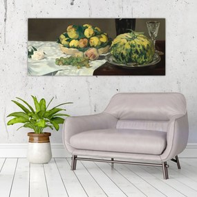 Obraz - Edouard Manet, Still Life with Melon and Peaches, reprodukcia (120x50 cm)