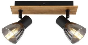 Globo 54307-2W - Nástenné bodové svietidlo CLAUDE 2xE14/40W/230V čierna/drevo
