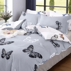 Obliečky GALENA GREY BUTTERFLIES 7-dielna sada 140x200 cm
