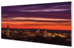 Sklenený obraz Krakov nočné panorama 125x50 cm