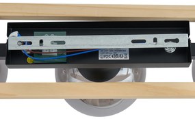 Moderné stropné svietidlo čierne s drevom a dymovým sklom 3-Lights - Aleks